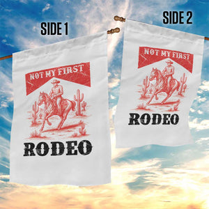 Not My First Rodeo Vintage Cowboy Graphic Garden Flag Retro Western Desert Scene with Horse and Cactus TS02 Print Your Wear