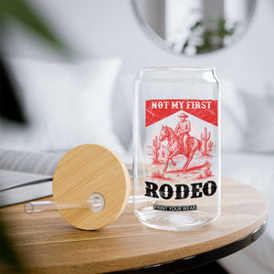 Not My First Rodeo Vintage Cowboy Graphic Glass Can Retro Western Desert Scene with Horse and Cactus TS02 Print Your Wear