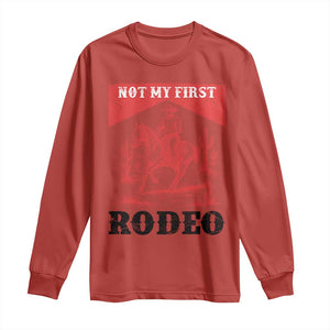 Not My First Rodeo Vintage Cowboy Graphic Long Sleeve Shirt Retro Western Desert Scene with Horse and Cactus TS02 Red Print Your Wear
