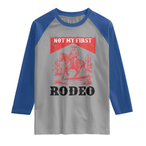 Not My First Rodeo Vintage Cowboy Graphic Raglan Shirt Retro Western Desert Scene with Horse and Cactus TS02 Sport Gray Royal Print Your Wear