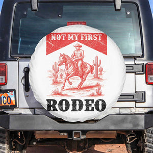 Not My First Rodeo Vintage Cowboy Graphic Spare Tire Cover Retro Western Desert Scene with Horse and Cactus TS02 No hole White Print Your Wear