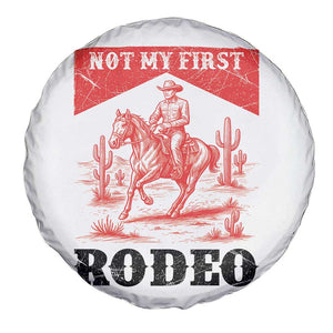 Not My First Rodeo Vintage Cowboy Graphic Spare Tire Cover Retro Western Desert Scene with Horse and Cactus TS02 Print Your Wear