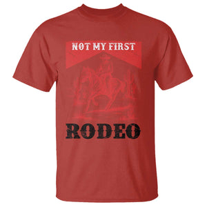 Not My First Rodeo Vintage Cowboy Graphic T Shirt Retro Western Desert Scene with Horse and Cactus TS02 Red Print Your Wear