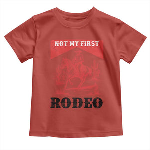 Not My First Rodeo Vintage Cowboy Graphic Toddler T Shirt Retro Western Desert Scene with Horse and Cactus TS02 Red Print Your Wear