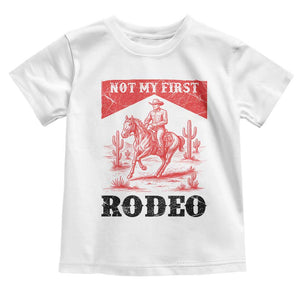 Not My First Rodeo Vintage Cowboy Graphic Toddler T Shirt Retro Western Desert Scene with Horse and Cactus TS02 White Print Your Wear