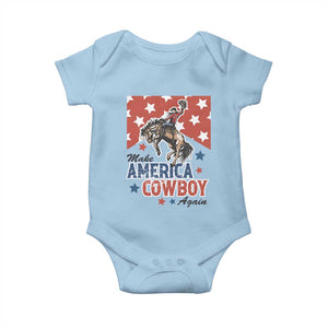 Make America Cowboy Again Patriotic Western Baby Onesie Bucking Bronco Star Spangled USA Flag Inspired Country TS02 Light Blue Print Your Wear
