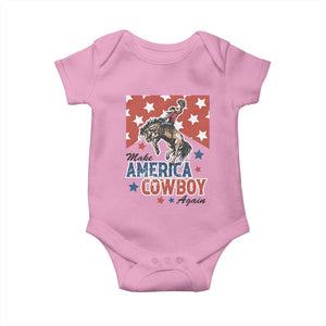 Make America Cowboy Again Patriotic Western Baby Onesie Bucking Bronco Star Spangled USA Flag Inspired Country TS02 Light Pink Print Your Wear