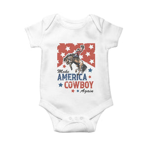 Make America Cowboy Again Patriotic Western Baby Onesie Bucking Bronco Star Spangled USA Flag Inspired Country TS02 White Print Your Wear