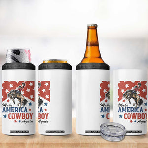Make America Cowboy Again Patriotic Western 4 in 1 Can Cooler Tumbler Bucking Bronco Star Spangled USA Flag Inspired Country TS02 Print Your Wear
