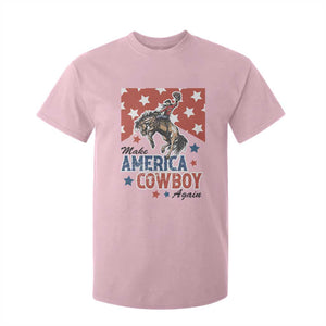 Make America Cowboy Again Patriotic Western T Shirt For Kid Bucking Bronco Star Spangled USA Flag Inspired Country TS02 Light Pink Print Your Wear