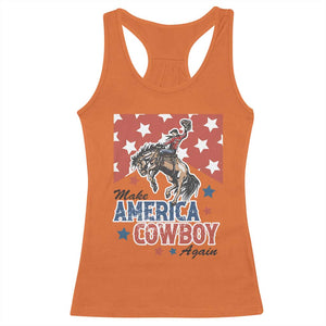 Make America Cowboy Again Patriotic Western Racerback Tank Top Bucking Bronco Star Spangled USA Flag Inspired Country TS02 Orange Print Your Wear