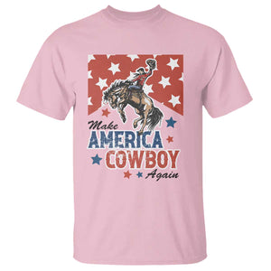 Make America Cowboy Again Patriotic Western T Shirt Bucking Bronco Star Spangled USA Flag Inspired Country TS02 Light Pink Print Your Wear
