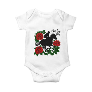 Vintage Jockey and Roses Horse Racing Graphic Baby Onesie Classic Derby Day Fan TS02 White Print Your Wear