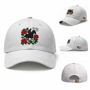 Vintage Jockey and Roses Horse Racing Graphic Baseball Cap Classic Derby Day Fan TS02 Baseball Cap Universal Fit White Print Your Wear