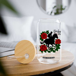 Vintage Jockey and Roses Horse Racing Graphic Glass Can Classic Derby Day Fan TS02 Print Your Wear
