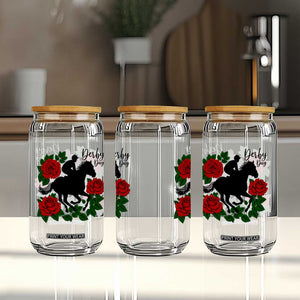 Vintage Jockey and Roses Horse Racing Graphic Glass Can Classic Derby Day Fan TS02 Print Your Wear