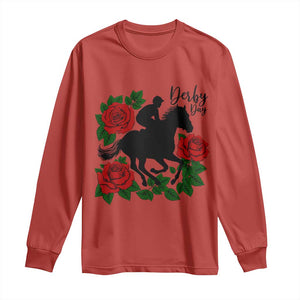 Vintage Jockey and Roses Horse Racing Graphic Long Sleeve Shirt Classic Derby Day Fan TS02 Red Print Your Wear