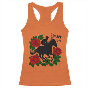 Vintage Jockey and Roses Horse Racing Graphic Racerback Tank Top Classic Derby Day Fan TS02 Orange Print Your Wear