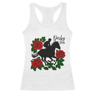 Vintage Jockey and Roses Horse Racing Graphic Racerback Tank Top Classic Derby Day Fan TS02 White Print Your Wear