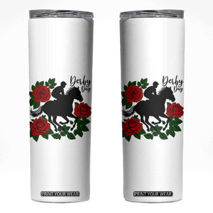 Vintage Jockey and Roses Horse Racing Graphic Skinny Tumbler Classic Derby Day Fan TS02 White Print Your Wear