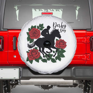 Vintage Jockey and Roses Horse Racing Graphic Spare Tire Cover Classic Derby Day Fan TS02 White Print Your Wear