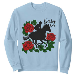 Vintage Jockey and Roses Horse Racing Graphic Sweatshirt Classic Derby Day Fan TS02 Light Blue Print Your Wear