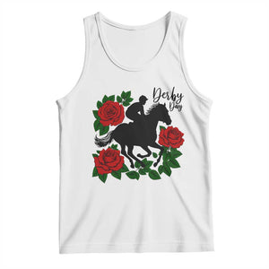 Vintage Jockey and Roses Horse Racing Graphic Tank Top Classic Derby Day Fan TS02 White Print Your Wear