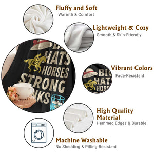 Big Hats Fast Horses Strong Drinks Retro Throw Blanket Southern Derby Day Watch Party Graphic TS02 Print Your Wear