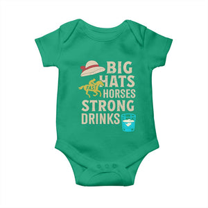 Big Hats Fast Horses Strong Drinks Retro Baby Onesie Southern Derby Day Watch Party Graphic TS02 Irish Green Print Your Wear
