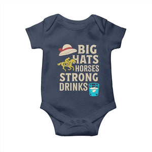Big Hats Fast Horses Strong Drinks Retro Baby Onesie Southern Derby Day Watch Party Graphic TS02 Navy Print Your Wear