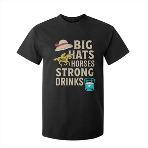 Big Hats Fast Horses Strong Drinks Retro T Shirt For Kid Southern Derby Day Watch Party Graphic TS02 Black Print Your Wear