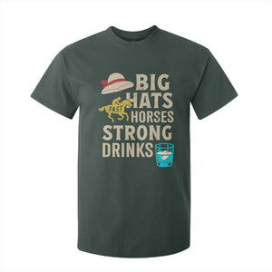 Big Hats Fast Horses Strong Drinks Retro T Shirt For Kid Southern Derby Day Watch Party Graphic TS02 Dark Forest Green Print Your Wear