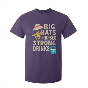 Big Hats Fast Horses Strong Drinks Retro T Shirt For Kid Southern Derby Day Watch Party Graphic TS02 Purple Print Your Wear