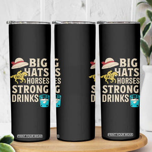 Big Hats Fast Horses Strong Drinks Retro Skinny Tumbler Southern Derby Day Watch Party Graphic TS02 Print Your Wear