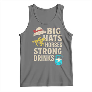 Big Hats Fast Horses Strong Drinks Retro Tank Top Southern Derby Day Watch Party Graphic TS02 Black Heather Print Your Wear