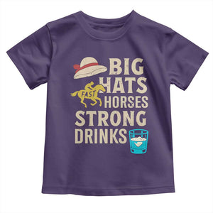 Big Hats Fast Horses Strong Drinks Retro Toddler T Shirt Southern Derby Day Watch Party Graphic TS02 Purple Print Your Wear