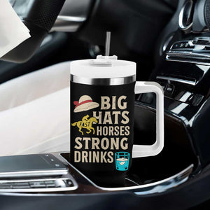Big Hats Fast Horses Strong Drinks Retro Tumbler With Handle Southern Derby Day Watch Party Graphic TS02 Print Your Wear