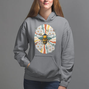 Vintage Bee Daisy Flowers Retro Groovy Hoodie TS02 Charcoal Printyourwear