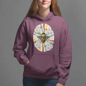 Vintage Bee Daisy Flowers Retro Groovy Hoodie TS02 Maroon Printyourwear