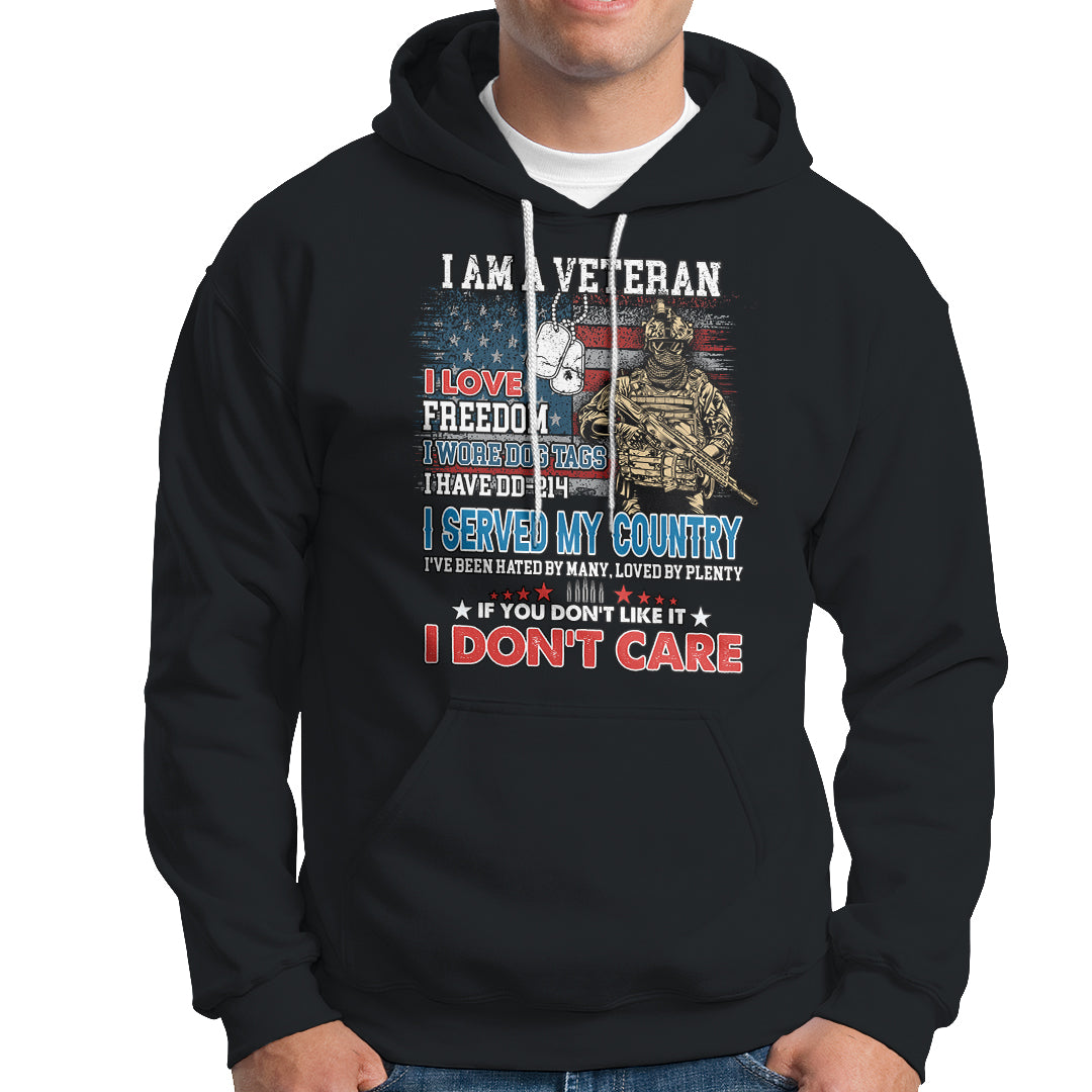Veteran Pride Hoodie I Am A Veteran Love Freedom And Wore Dog Tags I Have DD-214 TS02 Printyourwear