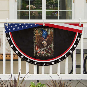 American Armed Eagle with Camo Flag Patriotic Fan Flag Military USA Defense
