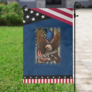 Patriotic Armed Eagle with Camo Flag Garden Flag Military Patriotic USA Defense TS02 Classic Blue Black Print Your Wear