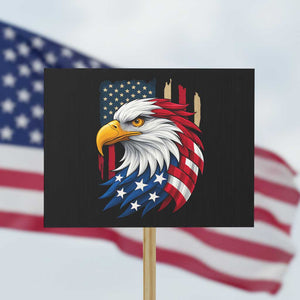 Fierce American Eagle Protest Sign Bold Patriotic 4th of July USA Freedom TS02 Horizontal 18" × 24" Black Print Your Wear