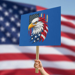 Fierce American Eagle Protest Sign Bold Patriotic 4th of July USA Freedom TS02 Horizontal 18" × 24" Blue Print Your Wear