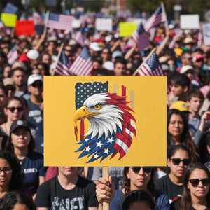 Fierce American Eagle Protest Sign Bold Patriotic 4th of July USA Freedom TS02 Horizontal 18" × 24" Yellow Print Your Wear