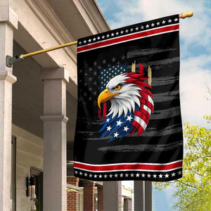 Fierce American Eagle Garden Flag Bold Patriotic 4th of July USA Freedom TS02 Distressed Black Red Print Your Wear