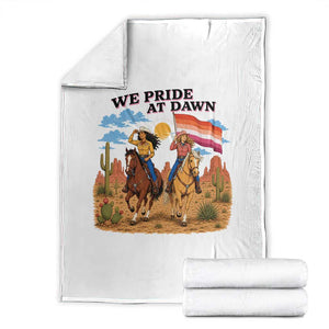 We Pride at Dawn Lesbian Cowgirl Throw Blanket Country Western Retro Graphic Pride Month