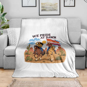 We Pride at Dawn Lesbian Cowgirl Throw Blanket Country Western Retro Graphic Pride Month