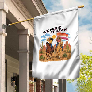 We Pride at Dawn Lesbian Cowgirl Garden Flag Country Western Retro Graphic Pride Month