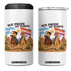 We Pride at Dawn Lesbian Cowgirl 4 in 1 Can Cooler Tumbler Country Western Retro Graphic Pride Month TS02 One Size: 16 oz White Print Your Wear